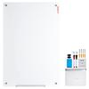 Magnetic Glass Whiteboard, Dry Erase Board 1200 x 800 mm, Wall-Mounted Large White Glassboard Frameless, with Marker Tray, an Eraser and 2 Markers,