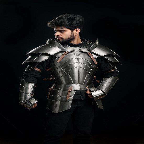 Cosplay 18GA Steel Half Body Armor Set  Medieval Cuirass, Pauldrons Gauntlets  LARP, Combat And Reenactment Ready