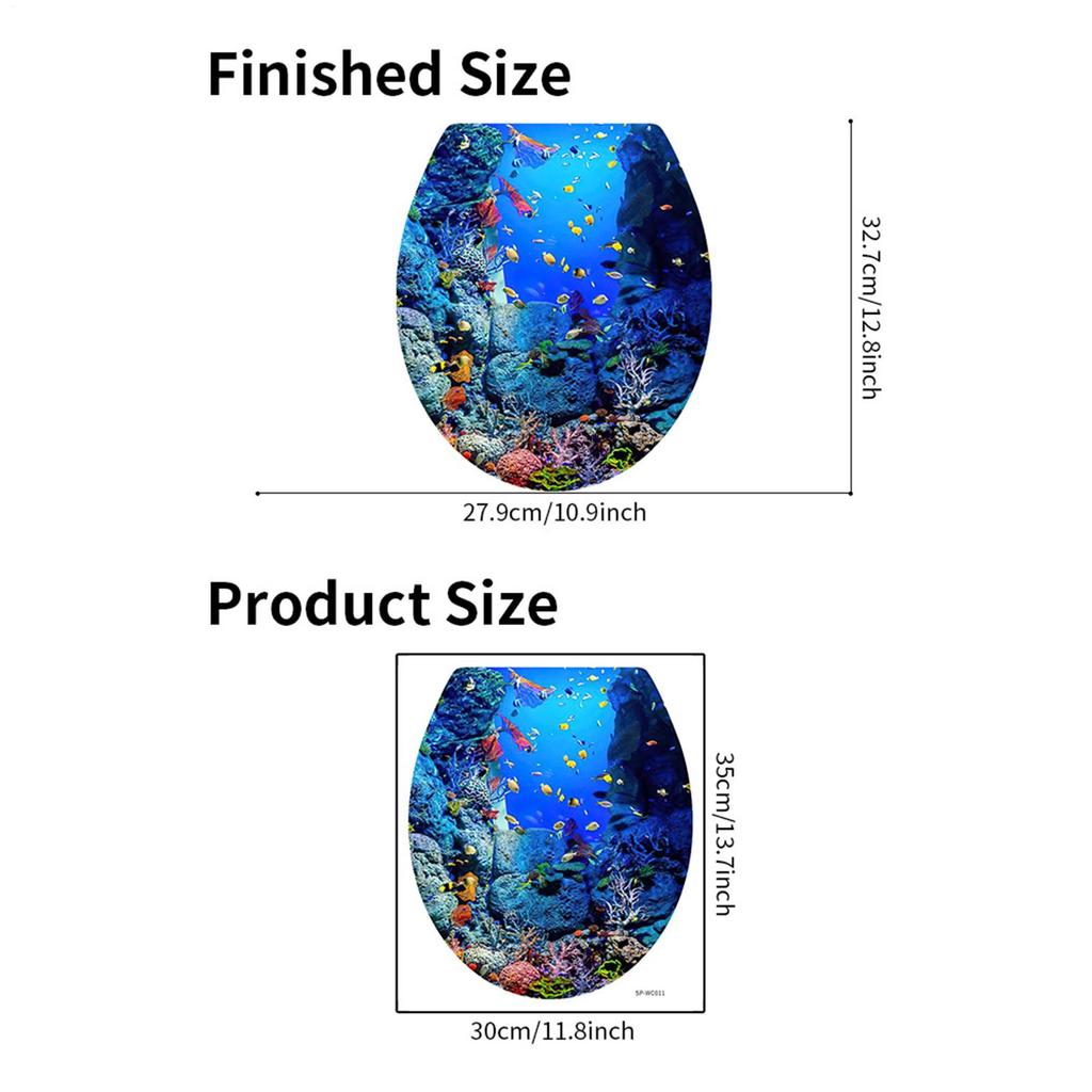 Toilet Sticker Decal Sea World Toilet Seat Sticker Adhesive Bathroom Sticker Self Adhesive Art Home Decor Sticker Toilet Decal