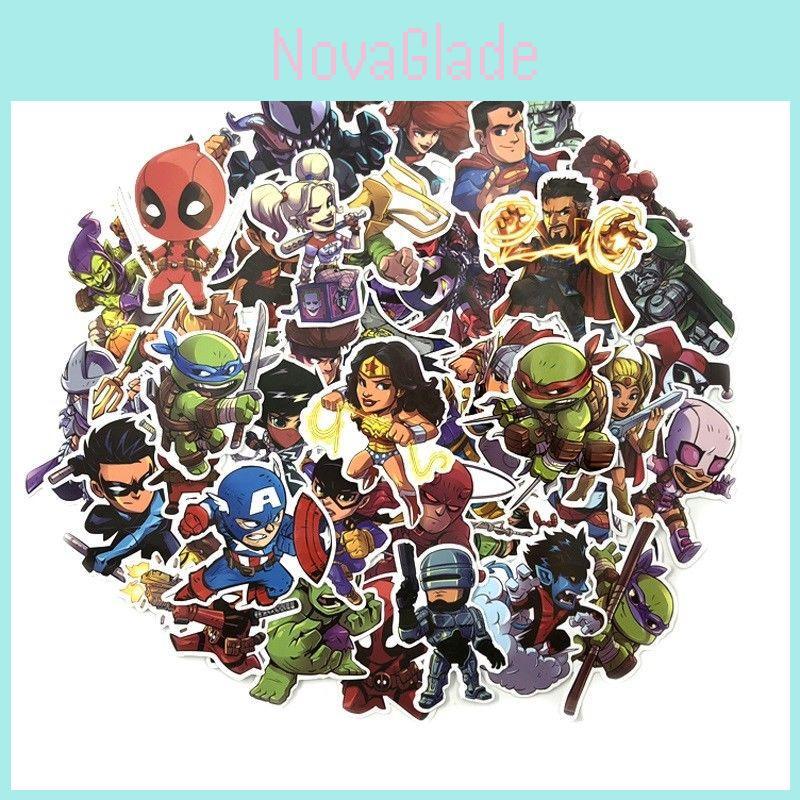 50 Pcs Chibi Super Heroes Sticker Decals For Skateboard Luggage Laptop
