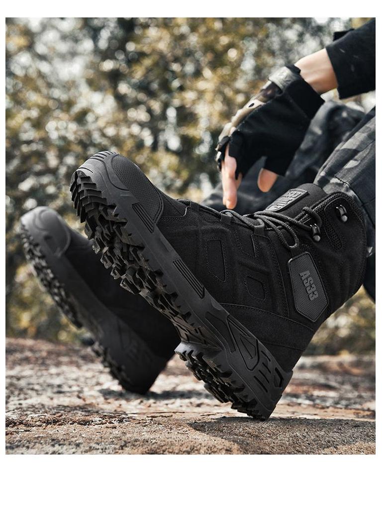 Men's Plus Size Outdoor Tactical Combat Boots - Wear-Resistant Military Hiking & Mountaineering Footwear
