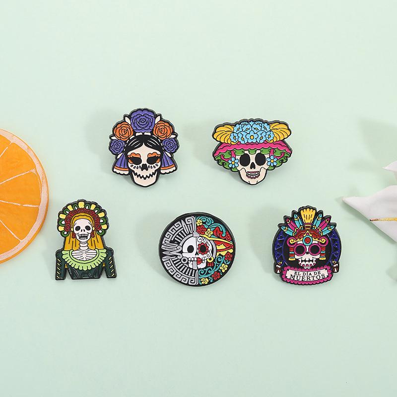 Tag der Toten Skelett Catrina Emaille-Pins De Los Muertos Das Mexikanische Festival Anstecknadeln Anstecknadel Schmuck Geschenke für Freunde