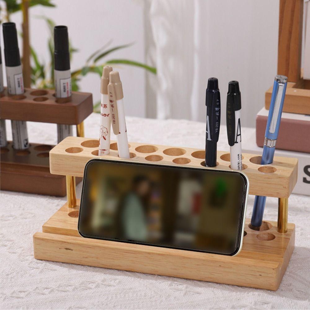 Creative Walnut Pens Holder 9/15 Slots Brush Display Case Toothbrush Holder  Desktop Ornaments
