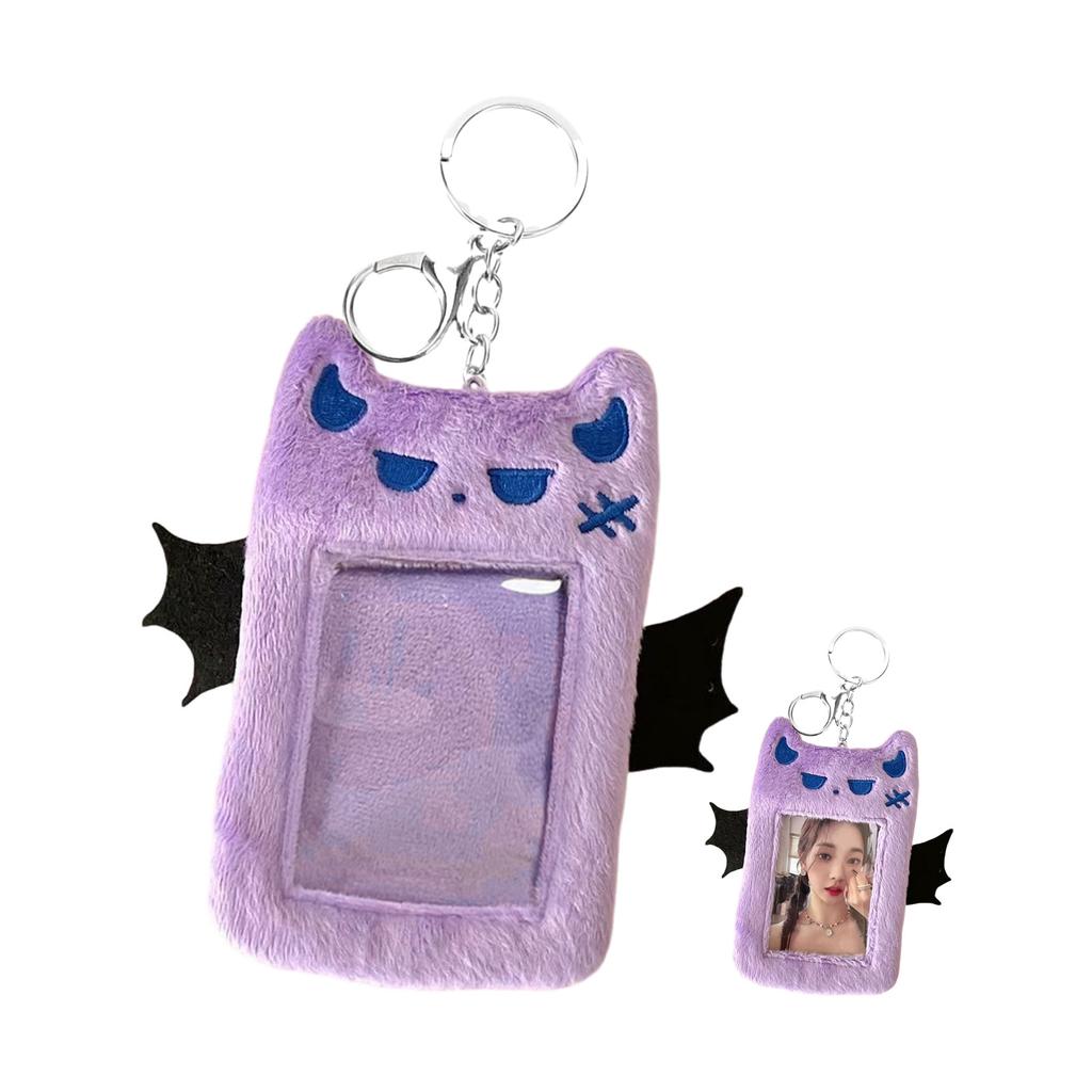 Cute Little Devil Plush Card Holder for Students Campus Photo ID Bus Card Display Pendant Pocket Card Protector Accessories