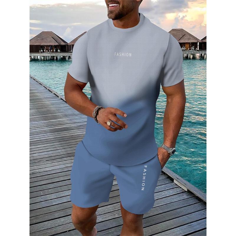 

Summer Arrivals Classic 3D Printed Men s Set Stylish Casual Trendy Short-Sleeve T-Shirt & Shorts Set Travel Two-Piece Set S