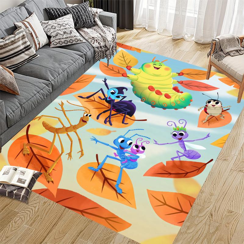 A Bug's Life Home Sofa Decoration for Living Room & Bedroom, Non‑Slip Play Flannel Floor Mat for Game Room