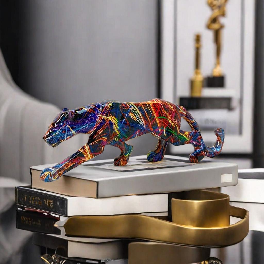 Modern Simple Little Leopard Ornament Living Room Entrance Resin Craft Home Decoration Creative Living Room Desktop Decoration
