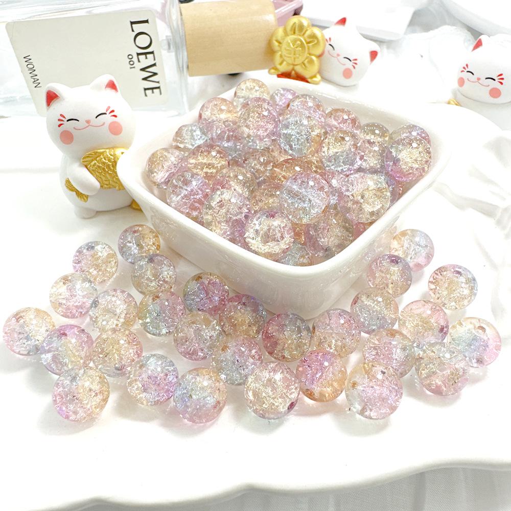 10mm Crackle Glass Round Beads, Loose Spacer Beads DIY Accessories for Bracelet Making 50pcs