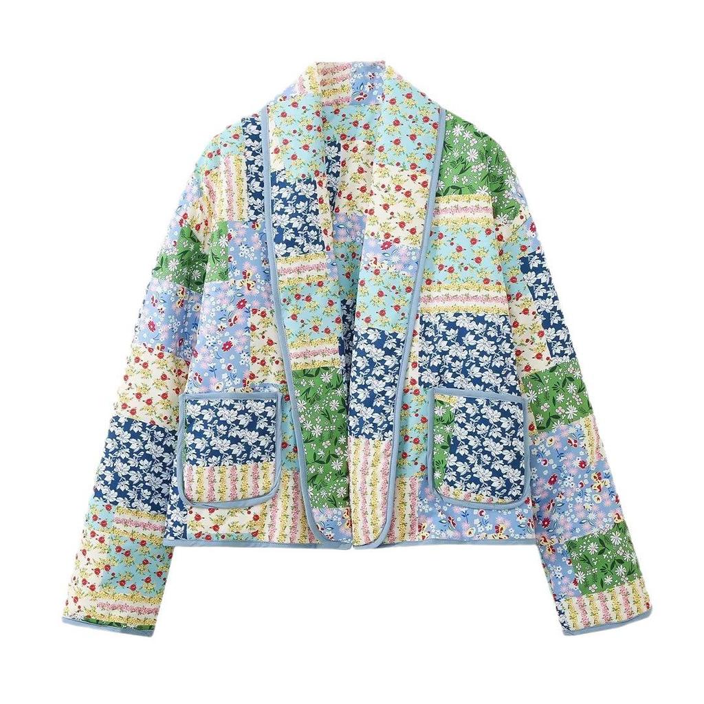 Spring Lapel Fashion Printed Cotton Slimming Jacket
