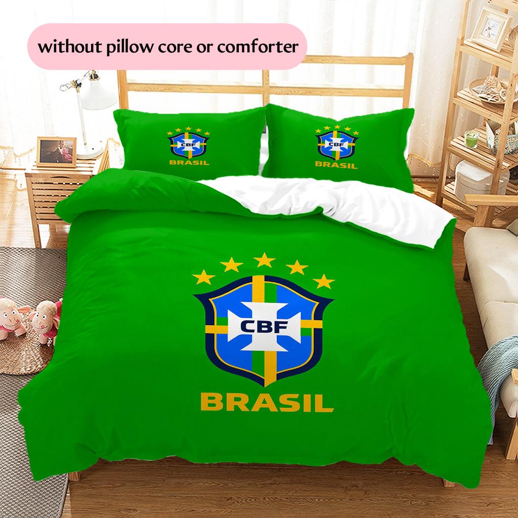 Brazil national football team  Pattern Bedding Quilt Set  Home Decoration  Gift (1 * duvet cover + 2 * pillowcase  without core)