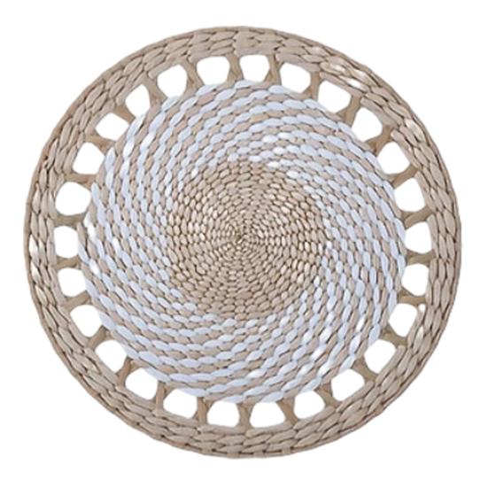 

Boho Woven Wall Art Handmade 30/35CM Round Placemat Coaster Pot Holder Multi-Purpose Wall Hanging for Living Room Decor 30cm білий