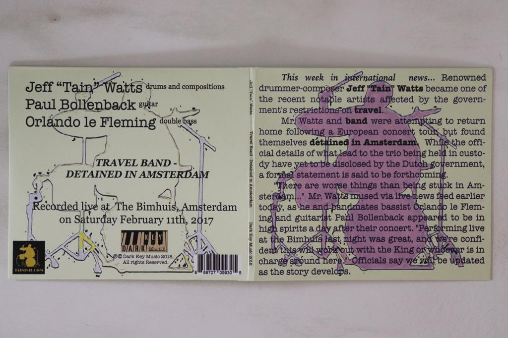 CD JEFF TAIN WATTS  Detained In Amsterdam NONE DARK KEY MUSIC 2018 US Jazz Used