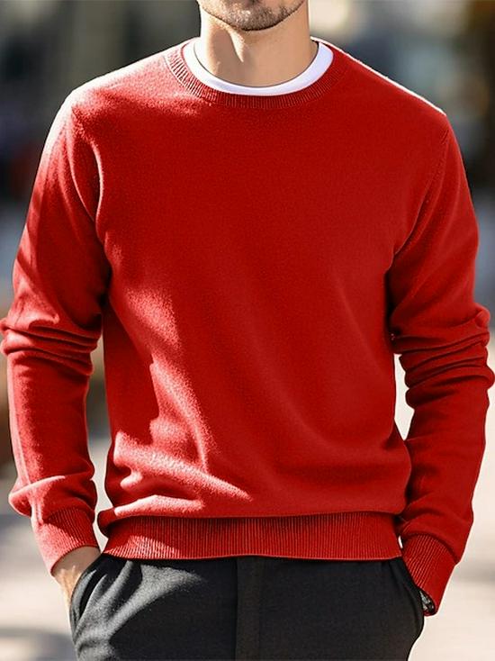 2024 Autumn/Winter Men's Round Neck European-American Knitwear Thin Wool Sweater