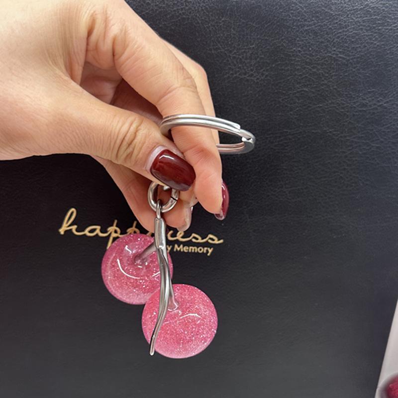 Bag Charm For Coach Handbag Shoulder Bags Cute Pink Cherry Pendant Decoration Women's Holiday Gifts Keychain Accessories