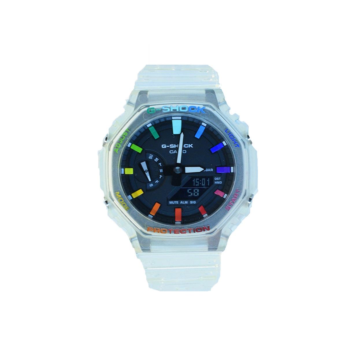 

CASIO Men Liquid Crystal,Analog Dual Display Series Black Watch GA-2100SKE-7A(Watch3--) Ice Blade Rainbow Samurai