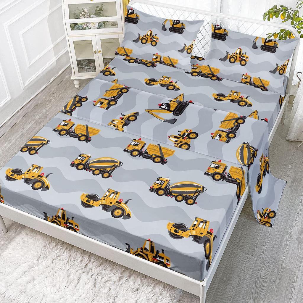 Cartoon Animal Little Dinosaur Pattern Bed Hat Four-Piece Bedding Set Bedroom Dormitory Bedding Decoration