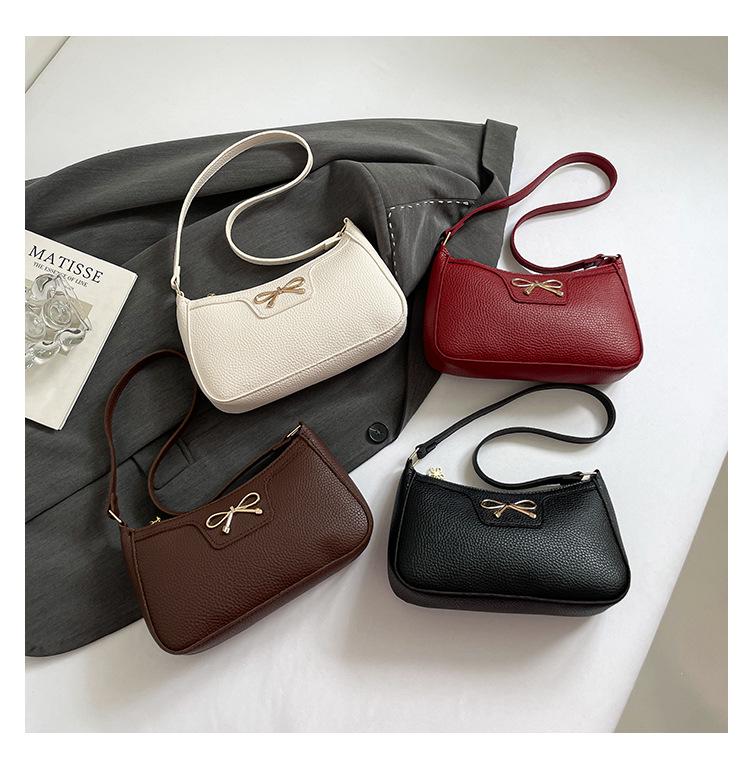 2025 Korean Style Bow Armpit Baguette Shoulder Bag - Fashionable & High Quality for Women