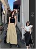 Yamamoto High-Waisted Pleated Long Skirt - Slimming, Solid Color, Versatile Japanese Casual Summer Style