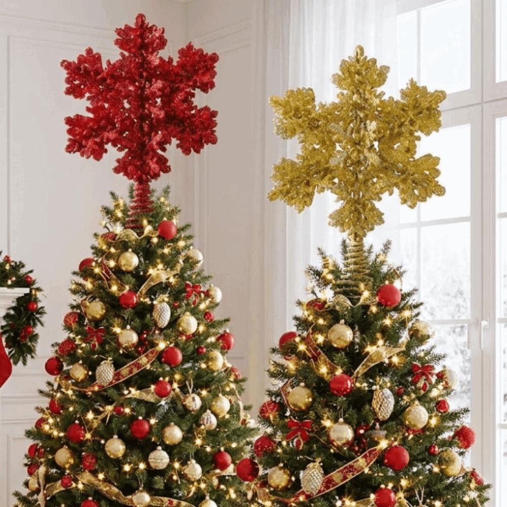 Iron Christmas Tree Topper Metal Spring Base Snowflake Christmas Tree Ornaments  Winter Party Decor