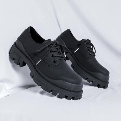 Male Leather Shoes Men 2025 New Chunky Platform Retro Work Shoes Spring Autumn Derby Shoes Low Top Man Casual Flats