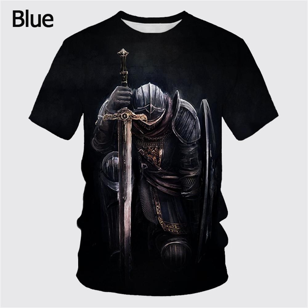 

Fashionable retro Templar 3D printed men s T-shirt summer casual T-shirt S