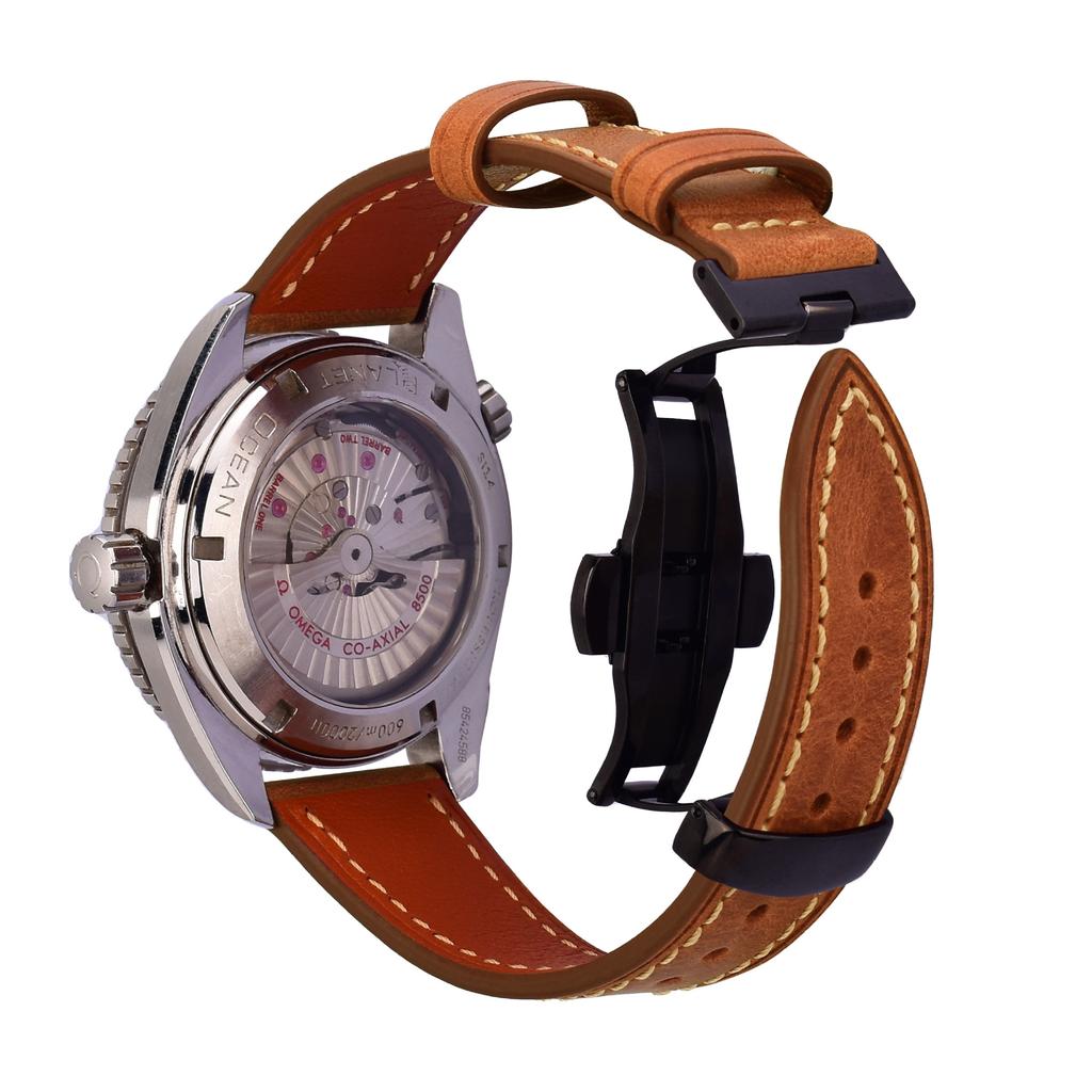 Maßgeschneidertes Weiches Und Dünnes Leder Uhrenarmband 22 24 Mm Smart Schnellverschluss Rohansatz Schmetterlingsverschluss Herrenarmband