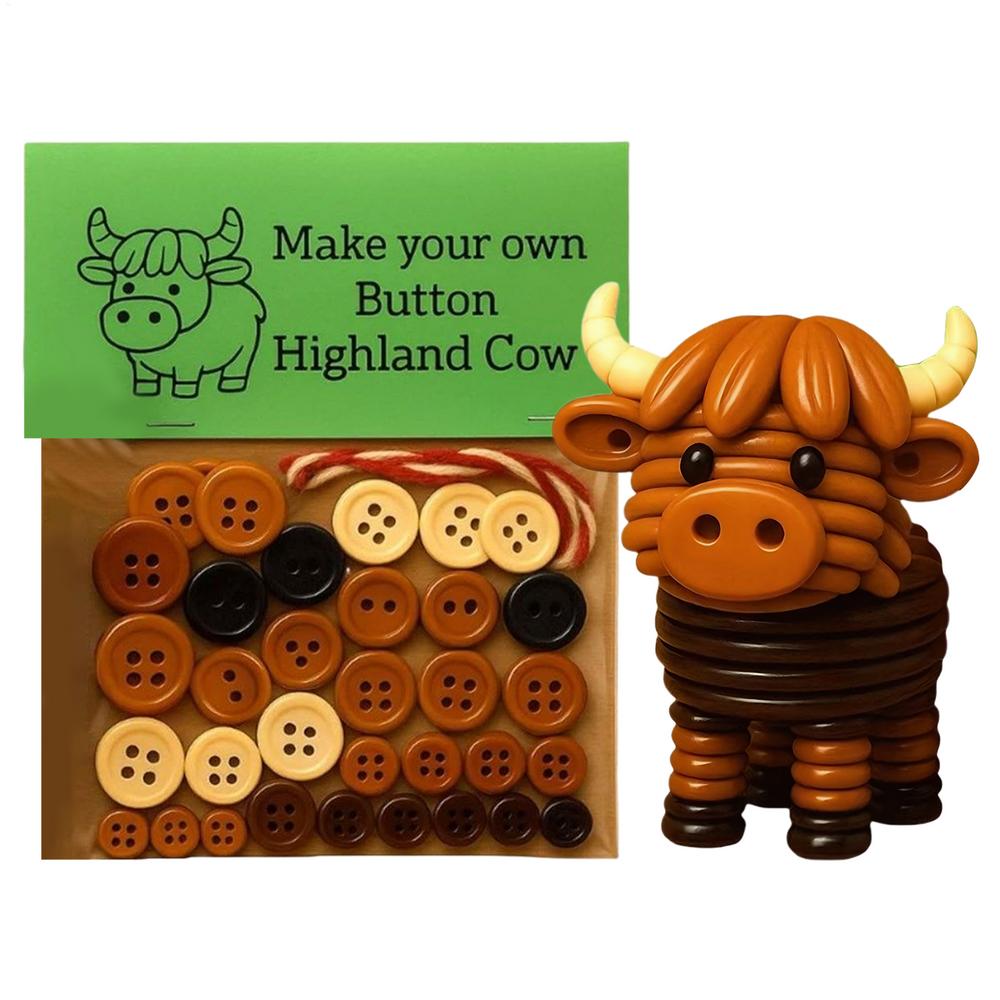 

2026 new cute Christmas Decorations Handmade Highland Cow Button Ornament Kit for Christmas Decor Diy for Holiday кофейный