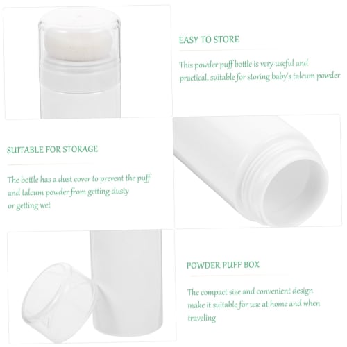 TIDTALEO Portable Baby Powder Puff Bottle, Compact and Portable for Talc Application, Travel and Home Use, Lightweight and Durable, with Soft Puff for