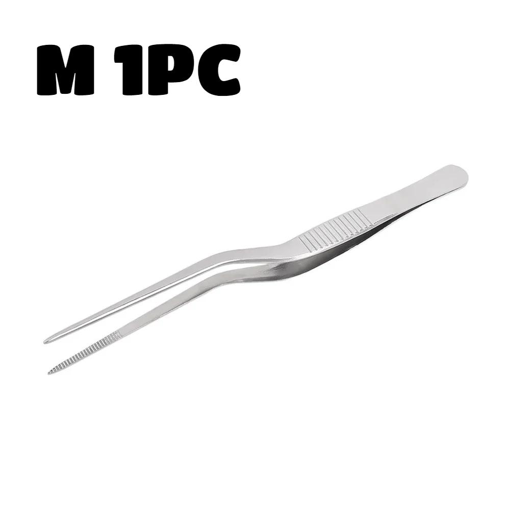 

3pcs Kitchen Tweezer Stainless Steel Offset Chef BBQ Food Tweezers Clip Mini Professional Chef Plating Tweezer Tongs Serving