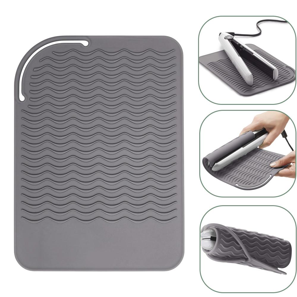 

Силиконовый дорожный коврик термостойкий для щипцов для завивки, выпрямителя для волос, инструментов для укладки волос и горячих инструментов для укладки - Серый