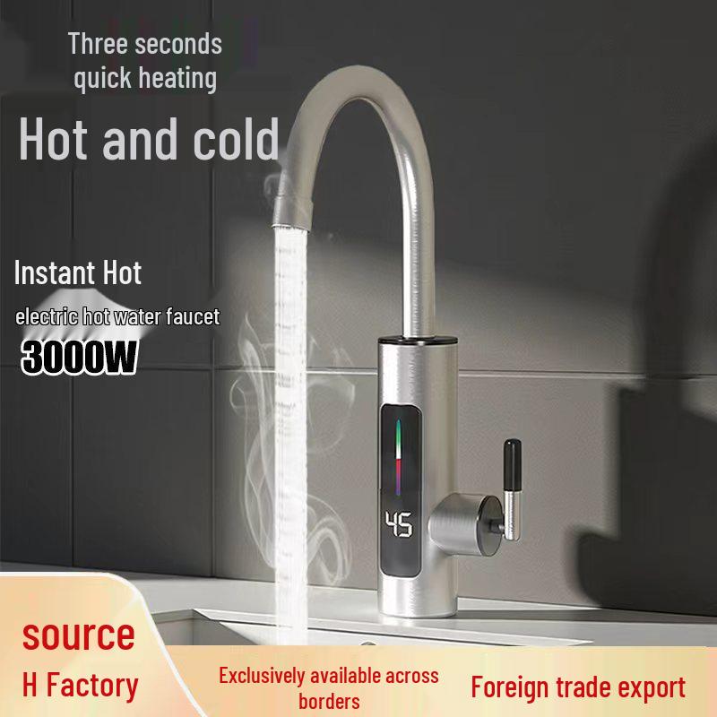 Stainless Steel Electric Instant Hot Water Faucet with Digital Temperature Display for Dual Cold/Hot Use