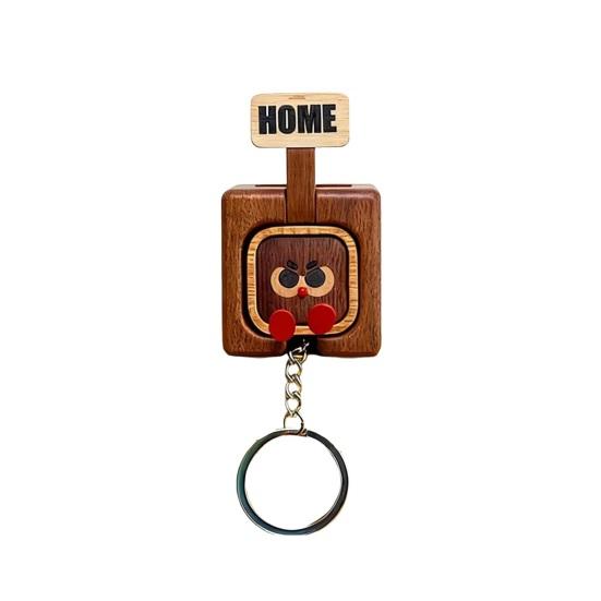 Wooden Key Holder Wall Mount Funny Face Expressions Handcrafted Key Storage Organizer Entryway Home Decor
