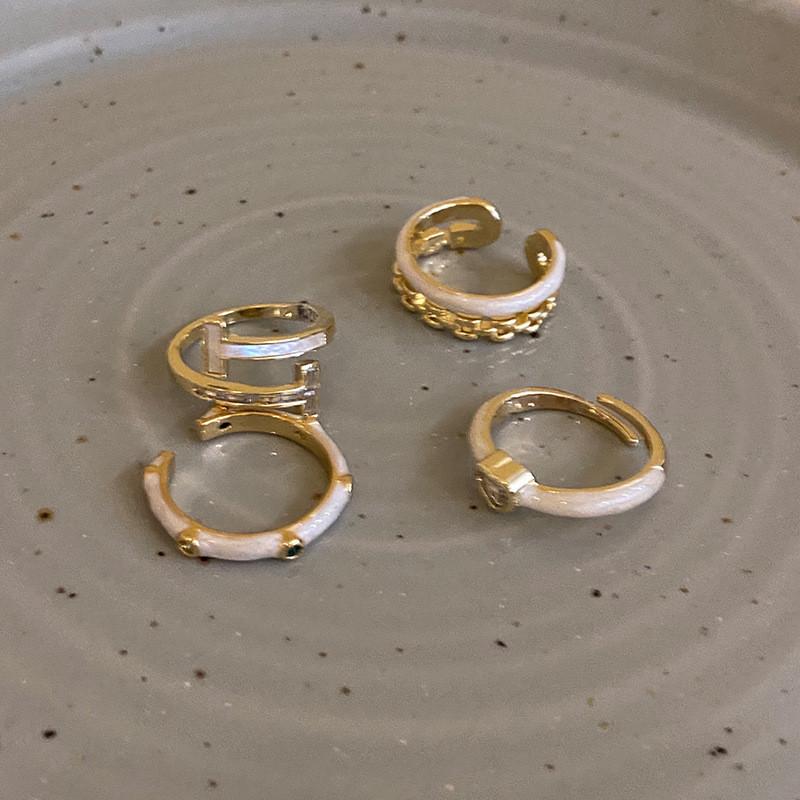 2023 Chic Ins Style Double Layer Drip Glazed Heart Zircon Ring Women For