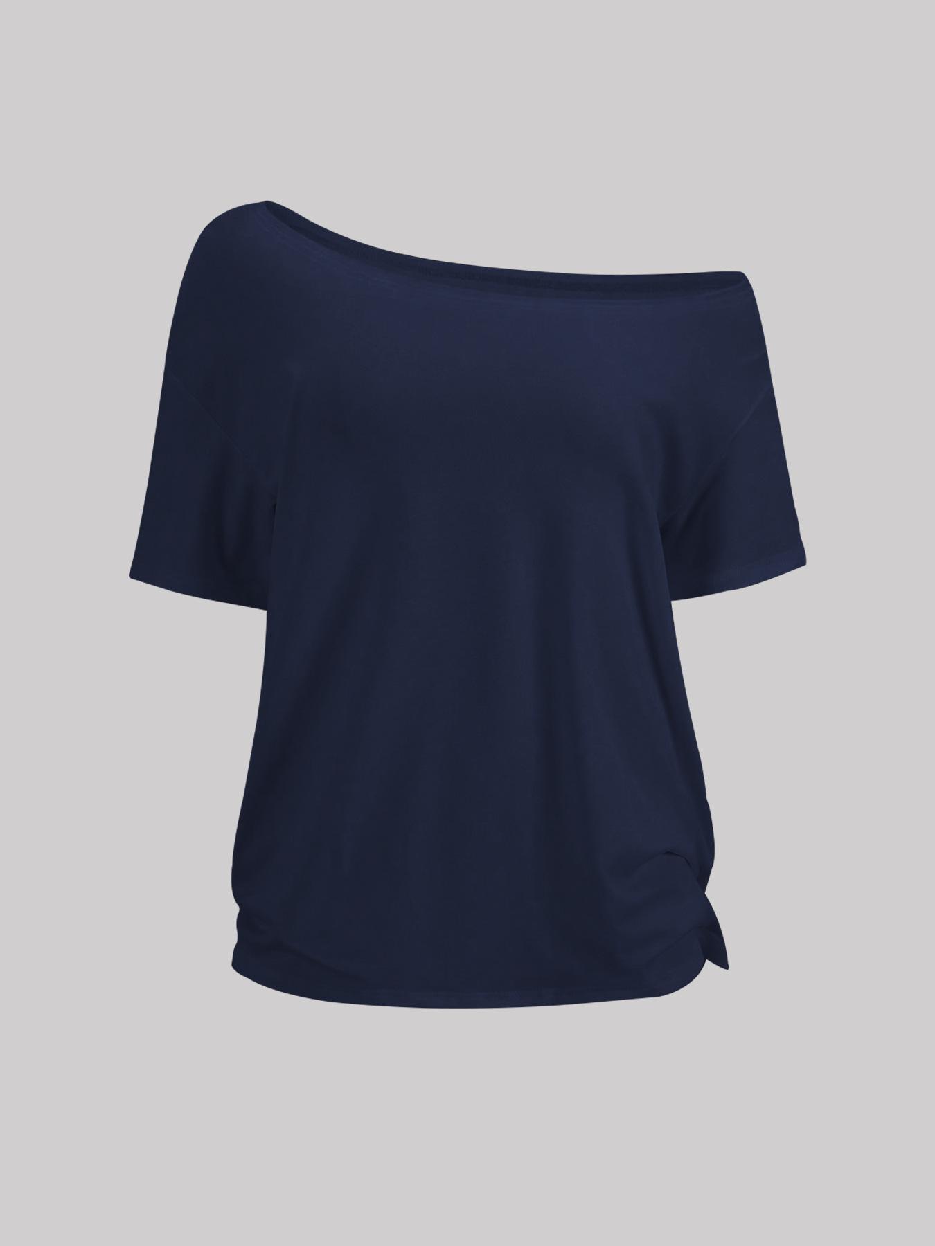 European Style Y2K Women s Off-the-Shoulder Loose Top S синий