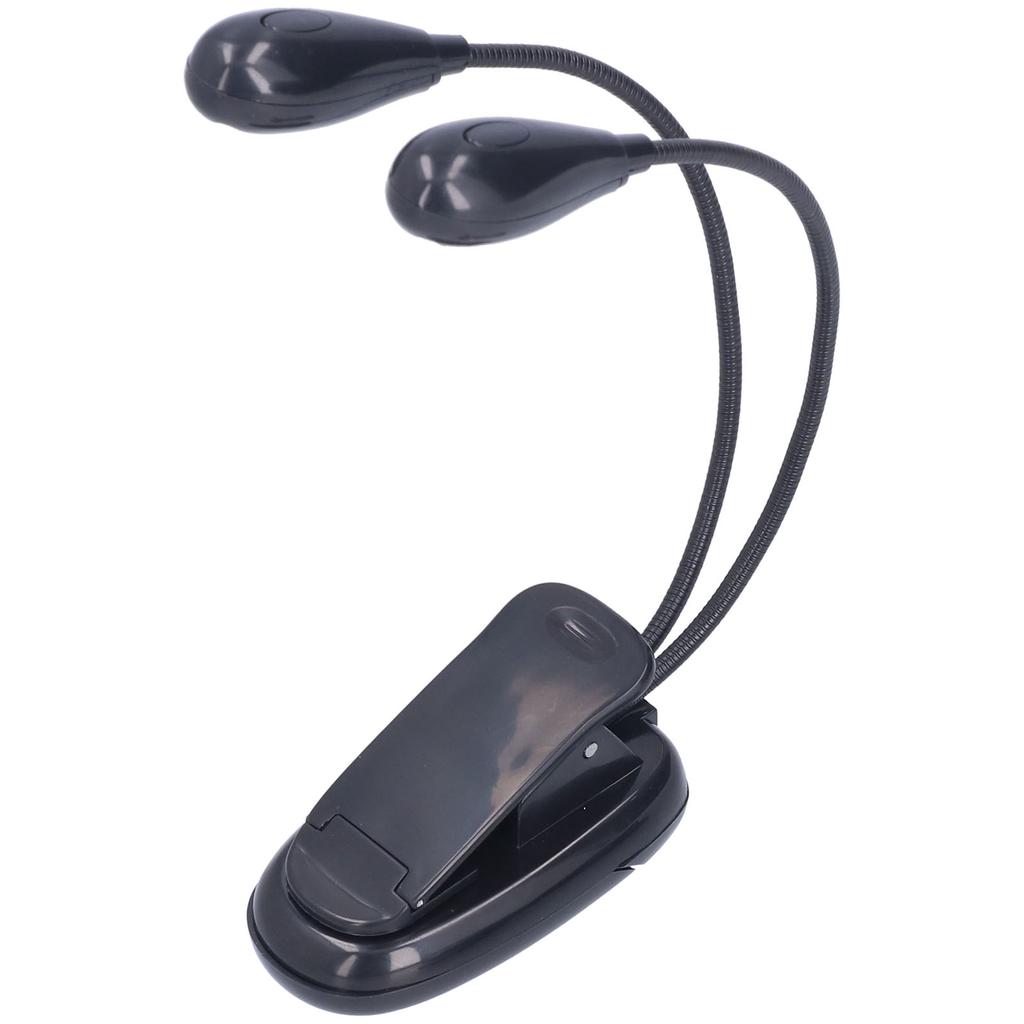 LED Book Light Eye Protecting 360 Degrees Rotatable White Light Double Pole 4 Lamp Beads Reading Lamp with Clip for