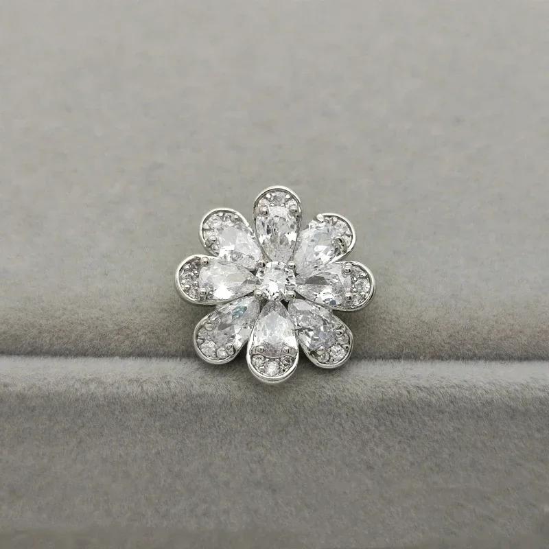 5pcs Colorful Zircon Flower Design Luxury Shank Buttons Of Clothing Elegant High Quality Shinning Rhinestone Sewing Button