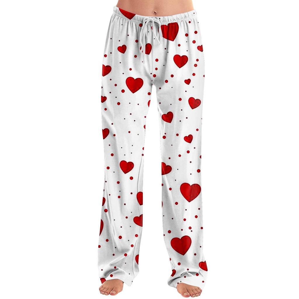 Womens Pajama Pants Sleepwear Casual Drawstring Elastic Waist Pants Comfy Straight Yoga Loose Trousers