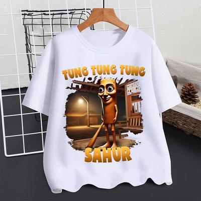 2025 Tralalero Tralala Camiseta Niños Verano Tungtung Sahur Necrosis Cerebral Manga Corta Niños Anime Figuras Camisetas Tops Ropa para Niños Regalo