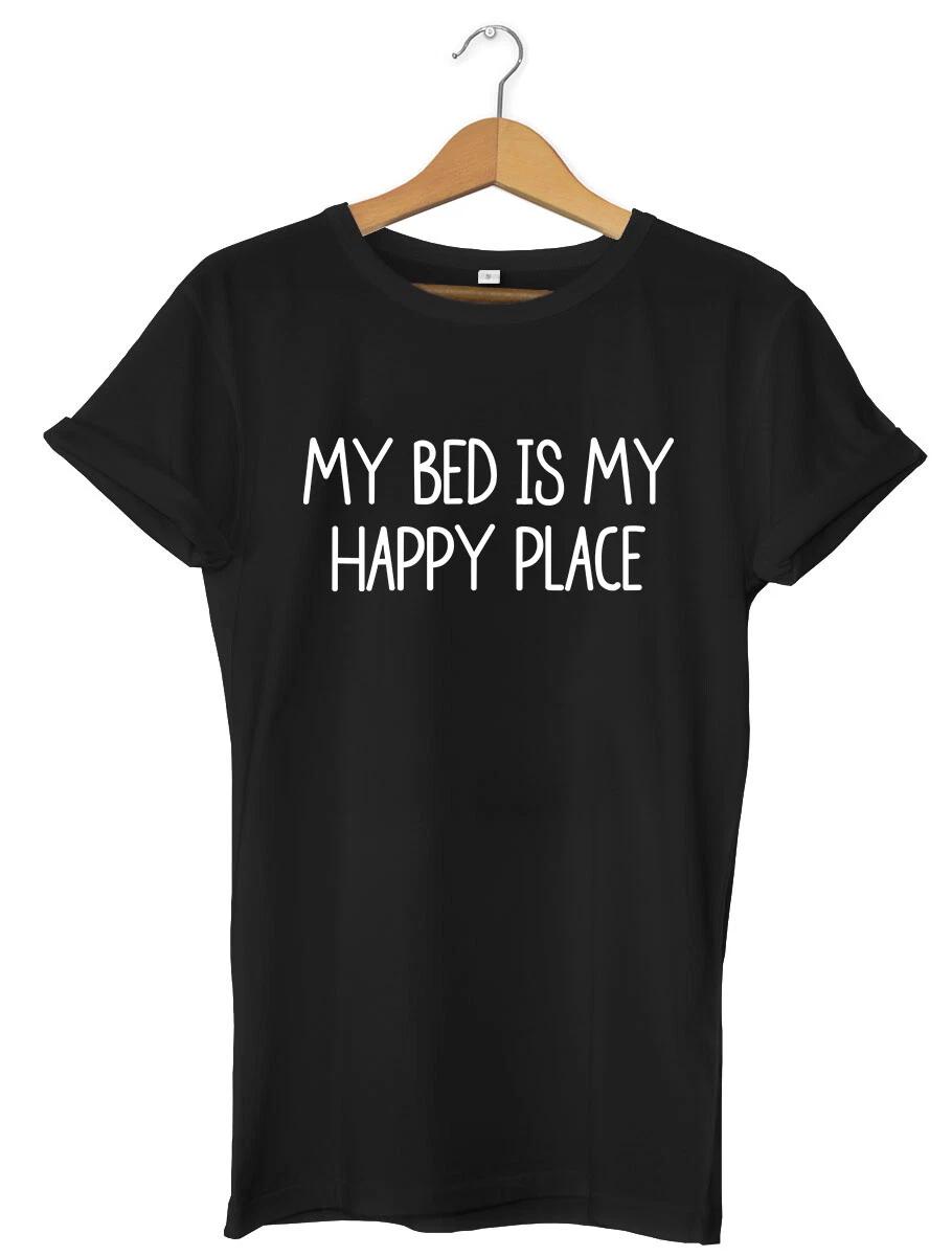 My Bed Is My Happy Place Funny Mens Womens Unisex T-Shirt L