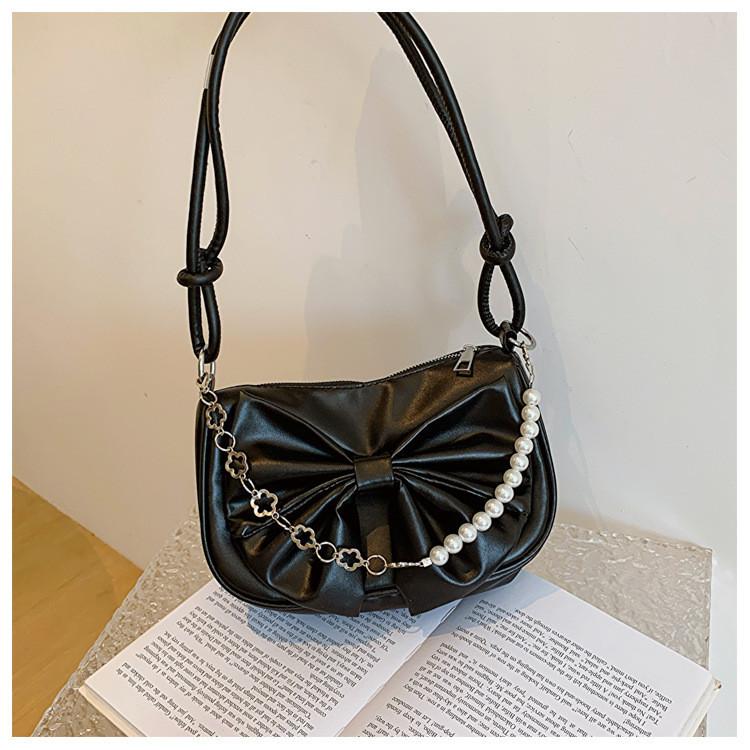 Stylish Urban Chic Small Pu Leather Shoulder Bag For Women With Bow Detail