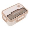 Plastic 3 Compartment Lunch Box 1000ml Microwave Safe Bento Box for Kids Adults Students Office Worker Beige