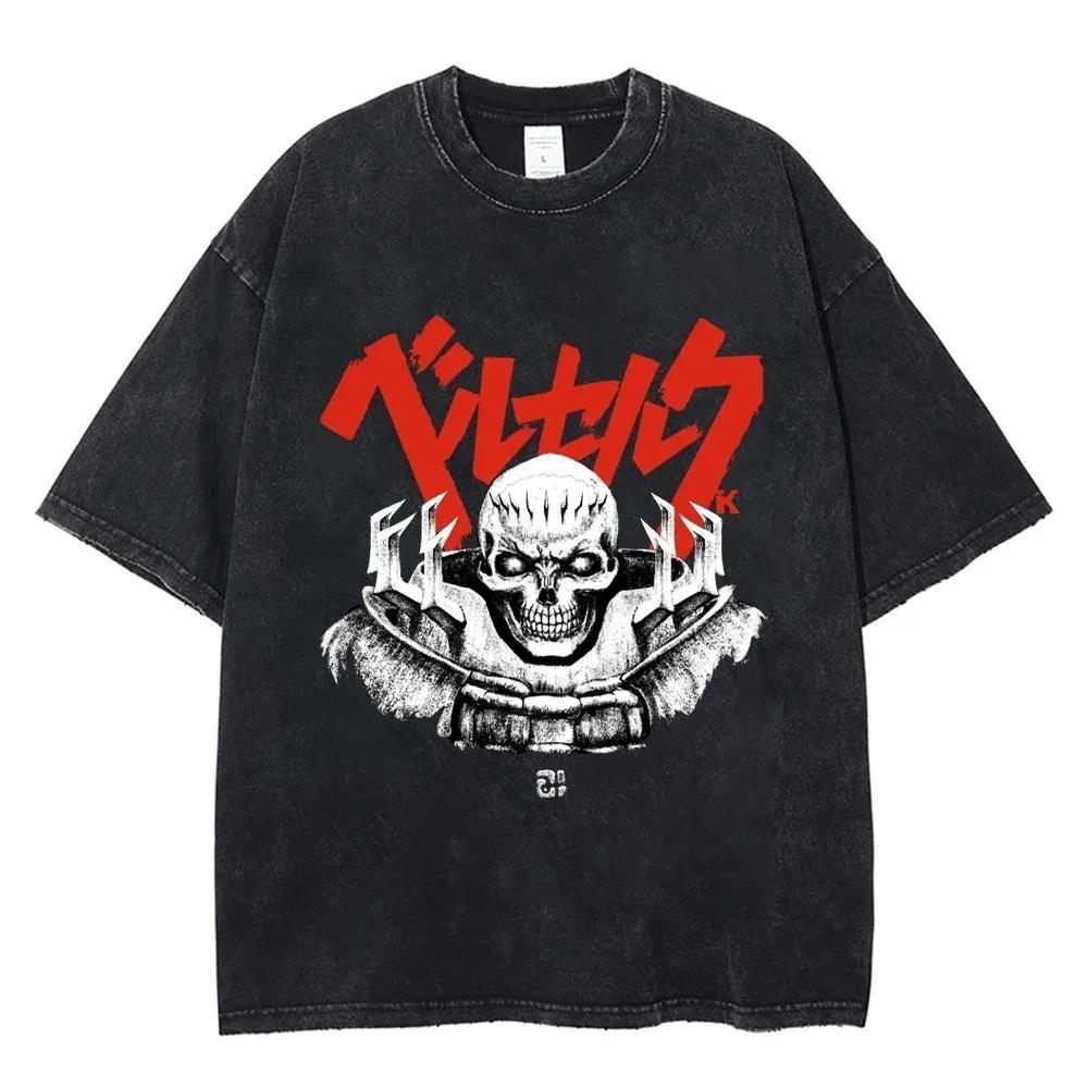 Casual Harajuku Vintage Hip Hop Clothing  Anime Berserk Griffith T Shirts Washed Manga Graphic Oversized Y2k TShirts Unisex