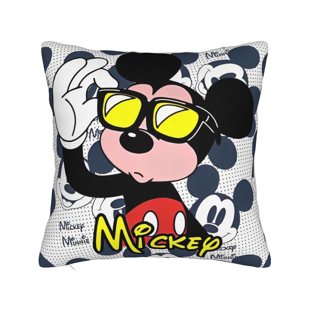 Mickey and Minnie Mouse Pillowcase Polyester Cushion Cover Gift Cute Cartoon Throw Pillow Case Cover Seater Zippered 45*45cm