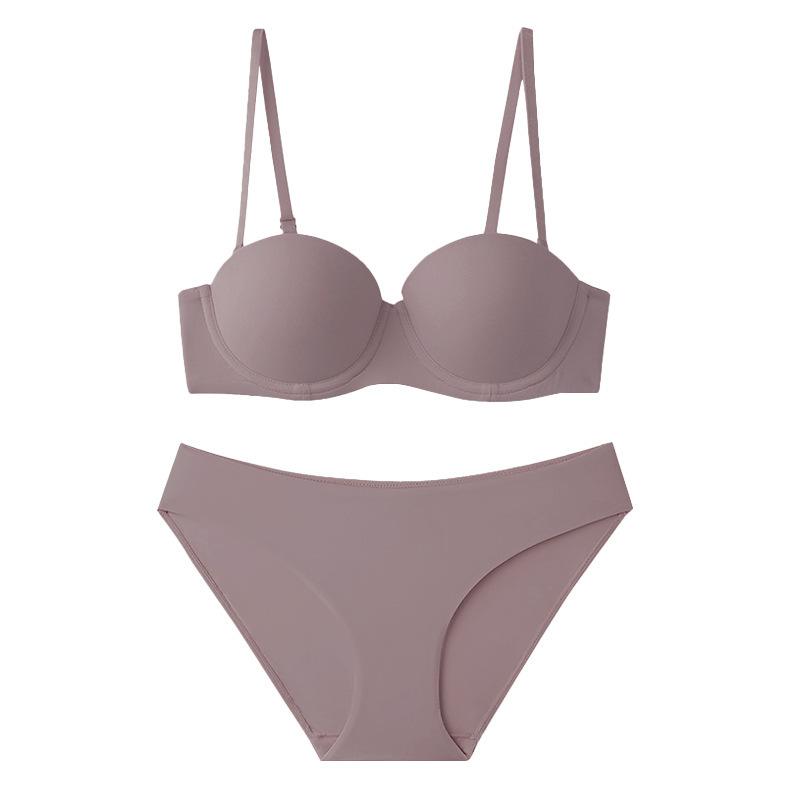 Summer sexy seamless underwear half cup smooth non-slip strapless underwear small breasts gather anti-sagging bra