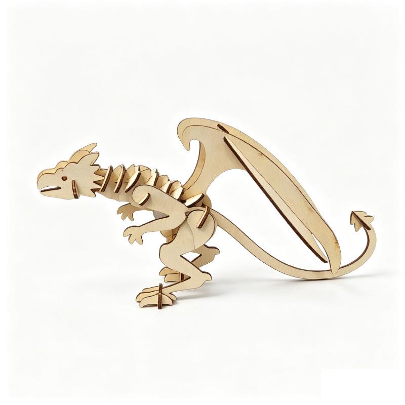 3D Dinosaur Puzzle: Wooden Hand-Assembled Educational Toy for Kids