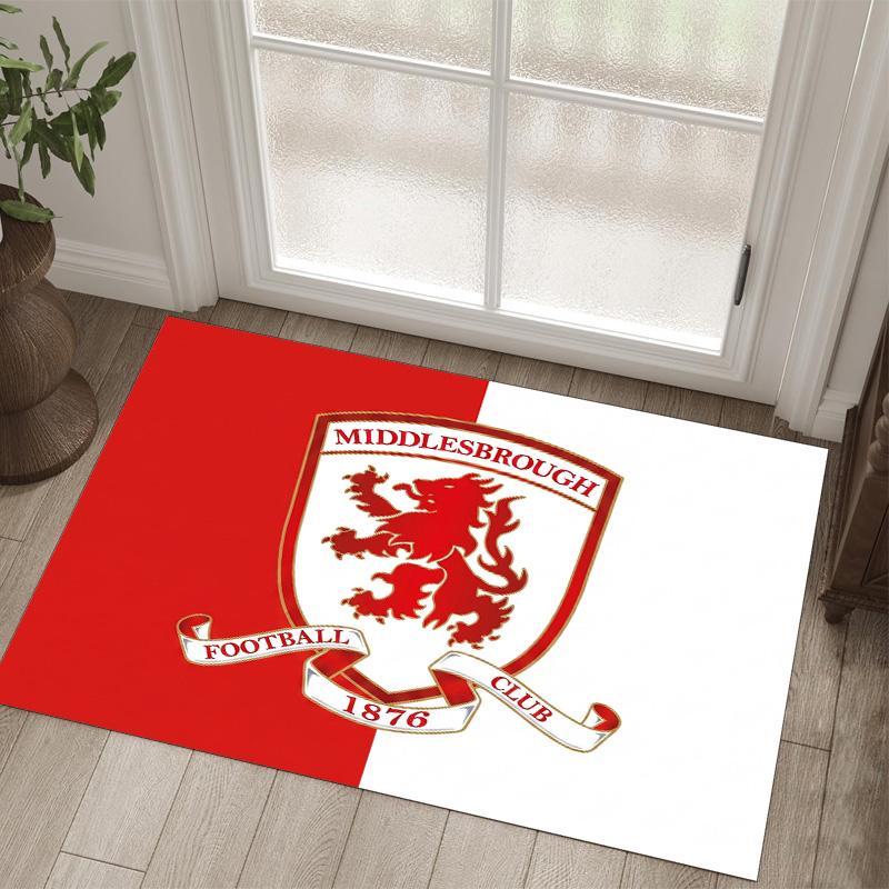 Middlesbrough Football Design Crystal Velvet Carpet Cozy Non?Slip Printed Rug For Bedroom Living Room Entrance