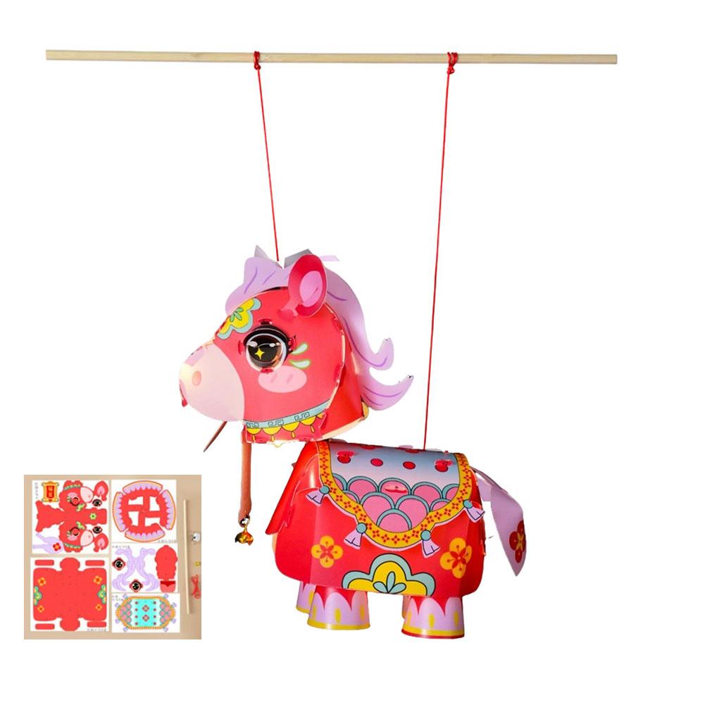 PVC Horse Year Decorative Lantern Cartoon Pony Chinese Style 2026 New Year Lantern Hanfu Accessories Lantern Photo Props