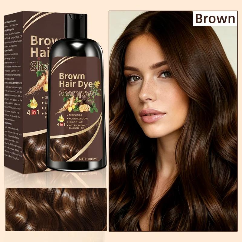 Bruine Haarkleur Shampoo | 3-in-1 , Hydrateren, Voeden, Natuurlijke Gember Formule 100ml