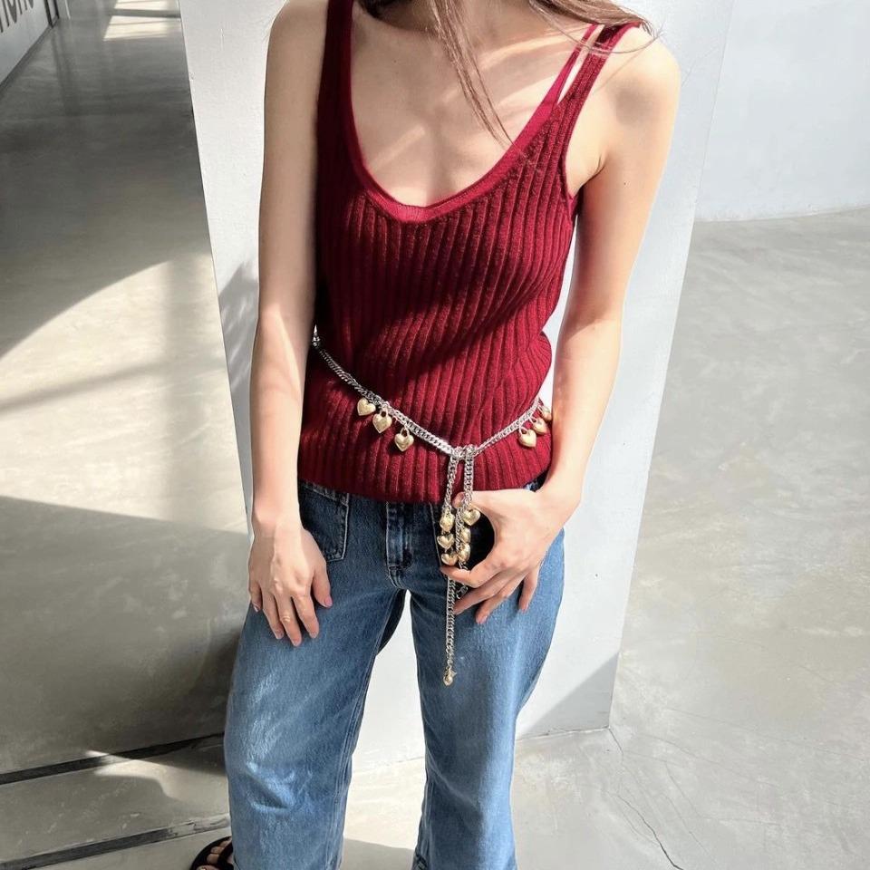 Niche High-End Metal Heart Pendant Necklace & Body Chain for Men and Women