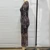 Fashion Hollow Leopard Print Sexy Evening Dress Women Long Sleeve Slim Fit Casual Party Club Dresses Women Elegant Street High Waist Long Dress 25891